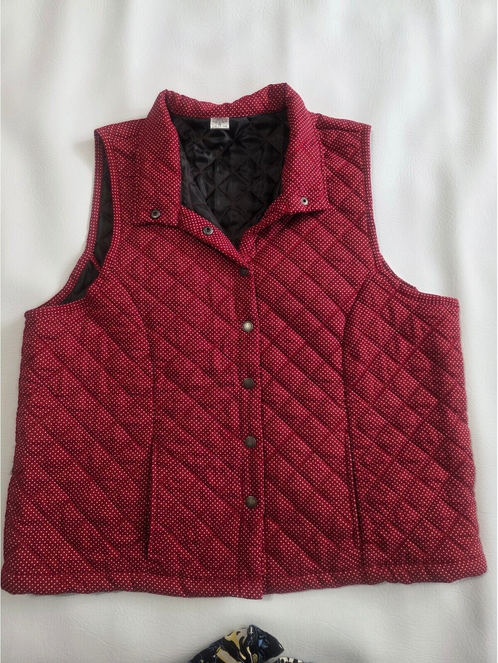 Red Polka Dot Quilted Snap-Front Vest